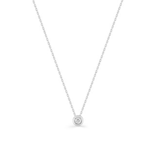 Colar em ouro branco 18K com diamante de 0.08 ct em chaton de 42 cm