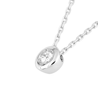 Colar em ouro branco 18K com diamante de 0.08 ct em chaton de 42 cm
