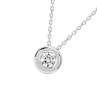 Collar de oro blanco de 18K con diamante 0.23 ct en chatón de 42 cm