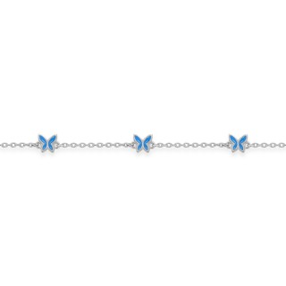 Pulsera de plata 3 mariposas esmalte azul 14+3CM