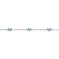 Pulseira em prata 3 mariposas azuis 14+3CM
