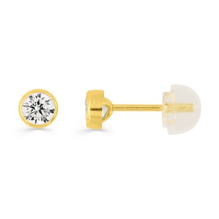 Pendientes de oro amarillo 9 KT con circonita de 4mm