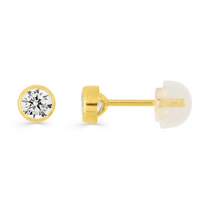 Brincos em ouro amarelo 9 kt com zircónia de 4mm