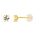 Brincos em ouro amarelo 9 kt com zircónia de 4mm