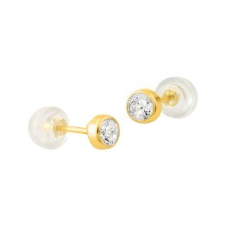 Pendientes de oro amarillo 9 KT con circonita de 4mm
