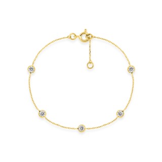 Pulseira em ouro amarelo 18K com zircónias chatón