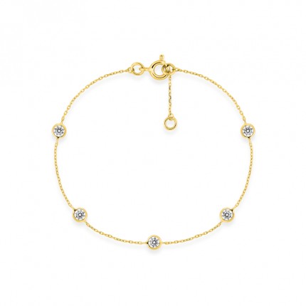 Pulsera de oro amarillo de 18K con circonitas en chatones