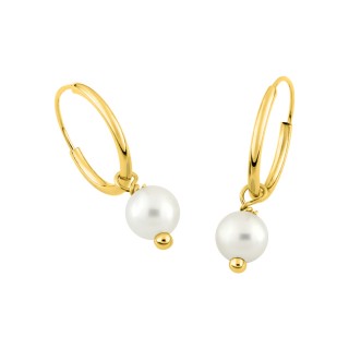 Pendientes Aro de oro amarillo 9 KT con perla de 4 mm