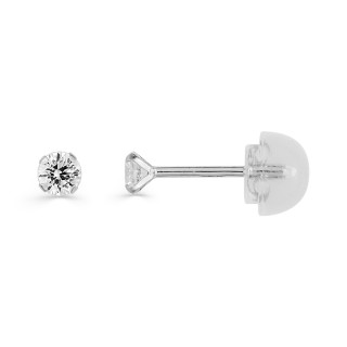 Brincos em ouro branco 9k 4 garras zircónia 3mm