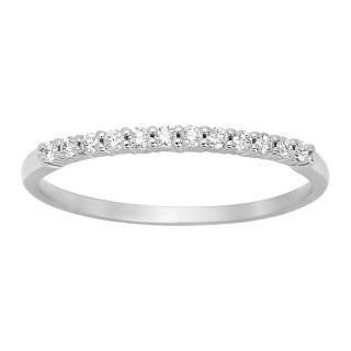 Media alianza de oro blanco 18K con12 diamantes 0.12 ct