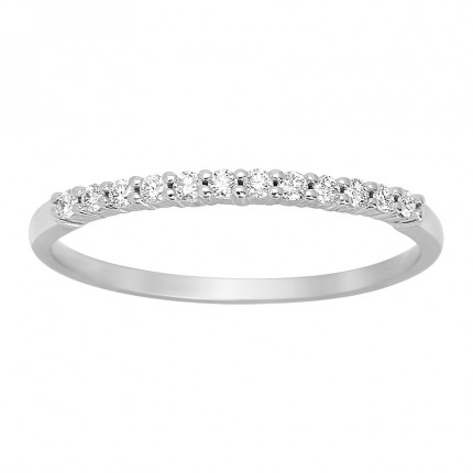 Media alianza de oro blanco 18K con12 diamantes 0.12 ct