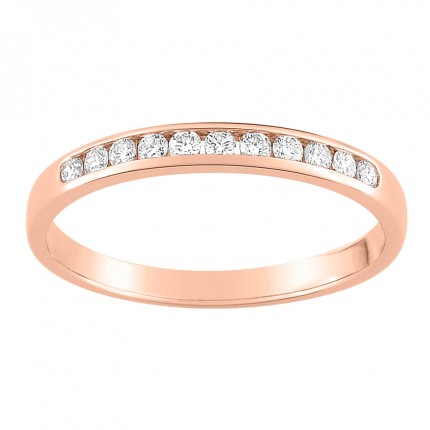 Media alianza de oro rojo 18K con 11 diamantes 0.15 ct