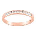 Meia aliança em ouro rosa 18K com 11 diamantes de 0.15ct