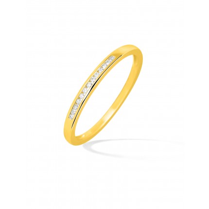 Meia aliança em ouro amarelo 18K em com 13 diamantes