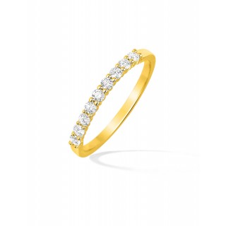 Meia aliança em ouro amarelo 18K com 9 diamantes de 0.26 ct