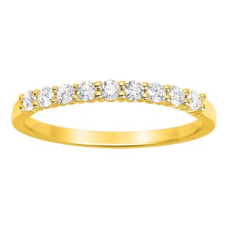 Meia aliança em ouro amarelo 18K com 9 diamantes de 0.26 ct