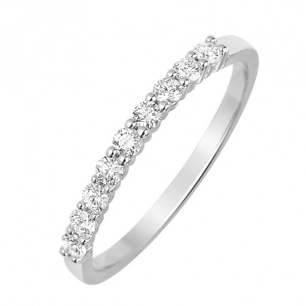 Media alianza de oro blanco 18K con 9 diamantes 0.26 ct