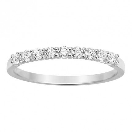 Meia aliança em ouro branco 18K com 9 diamantes de 0.26 ct