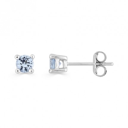 Pendientes redondos piedras celestes plata rodiada con circonitas