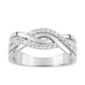 Sortija de plata rodiada diseño trenzado doble circonitas