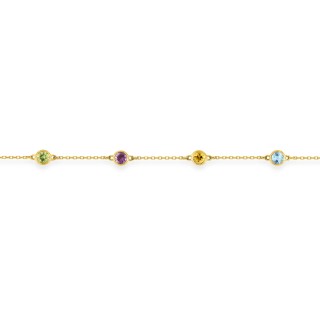 Pulseira em ouro amarelo 9k, peridoto, ametista, citrino e topázio