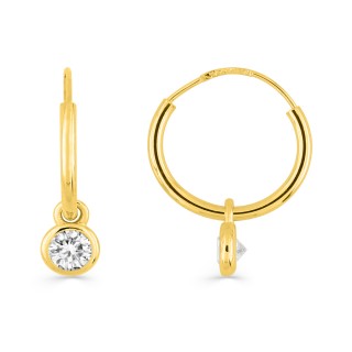 Brincos de argola em ouro amarelo 18K e zircónias