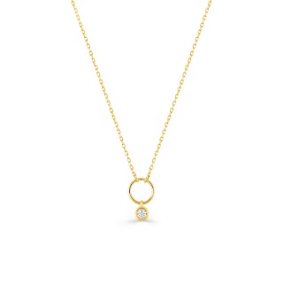 Collar circular en oro amarillo de 18k y diamante de 0,06 ct, engaste de bisel