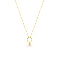 Collar circular en oro amarillo de 18k y diamante de 0,06 ct, engaste de bisel