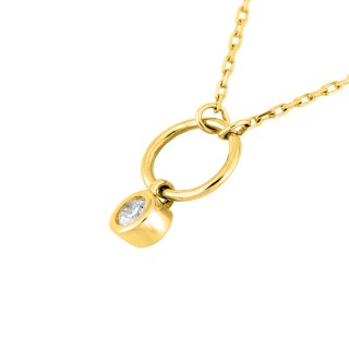 Collar circular en oro amarillo de 18k y diamante de 0,06 ct, engaste de bisel