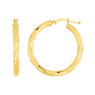 Brincos de argola torcida em ouro amarelo 9k