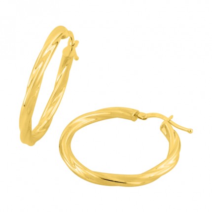 Pendientes de aro retorcidos en oro amarillo de 9k