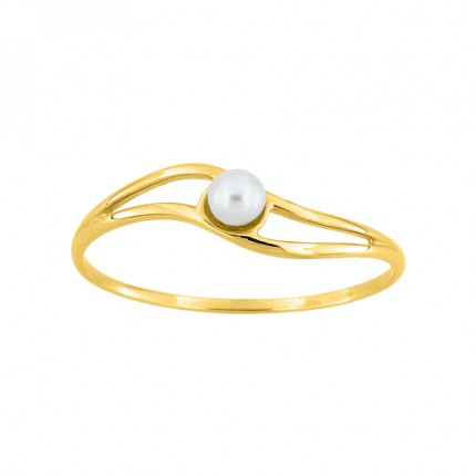 Anillo de oro amarillo 9K y perla cultivada de agua dulce