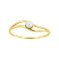 Anillo de oro amarillo 9K y perla cultivada de agua dulce
