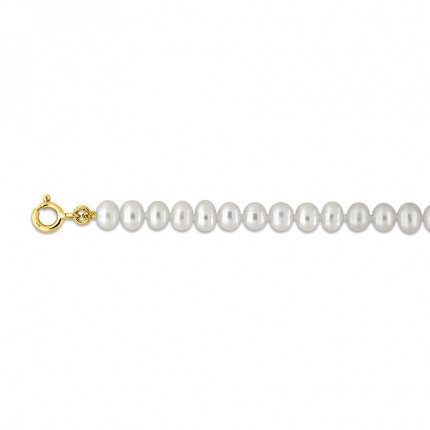 Pulsera de oro amarillo de 9k y perlas cultivadas de agua dulce blancas