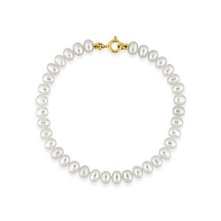 Pulseira em ouro amarelo 9k e pérolas de 4 - 4,5 mm