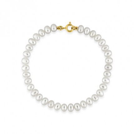 Pulseira em ouro amarelo 9k e pérolas de 4 - 4,5 mm