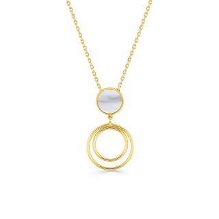 Colar com círculos em madrepérola e banho de ouro