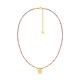 Collar de acero dorado con bolas de cristal