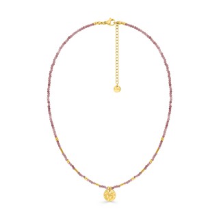 Collar de acero dorado con bolas de cristal