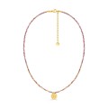 Collar de acero dorado con bolas de cristal