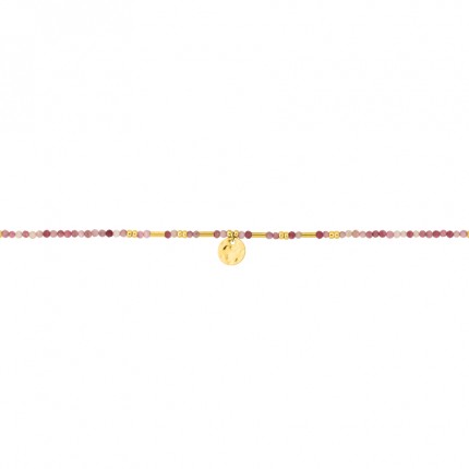Pulsera de acero dorado con bolas de cristal