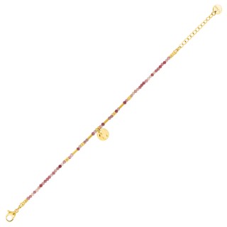 Pulsera de acero dorado con bolas de cristal