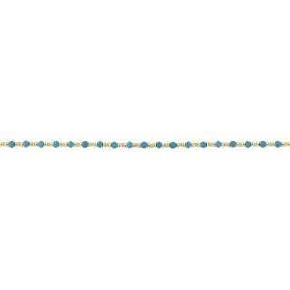 Pulseira em aço dourado com turquesa sintética e contas de vidro