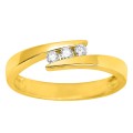 Anel em ouro amarelo de 18K trilogía de diamantes 0.12 ct