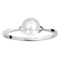 Sortija de oro blanco de 18K con diamante 0.01 ct y perla