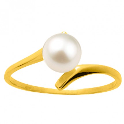 Anel em ouro amarelo de 18K  pérola de cultura de água doce