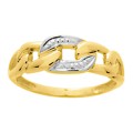 Sortija de oro amarillo de 18K rodio con diseño en cadena