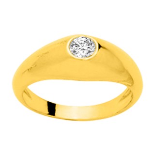 Anillo bañado en oro con circonita central para caballero