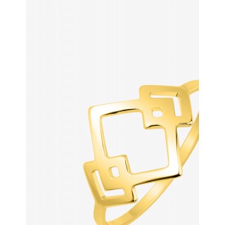 Anel folheado a ouro com design 3 rombos
