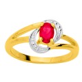 Anel folheado a ouro com zircónia design 2 tiras